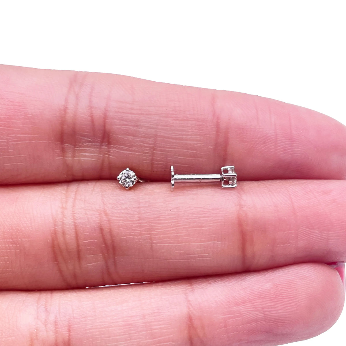 18ct White/Yellow Gold Diamond Children's Earrings 0.14ct Child friendly 