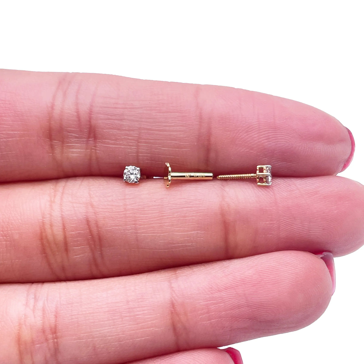 18ct White/Yellow Gold Diamond Children's Earrings 0.14ct Child friendly 