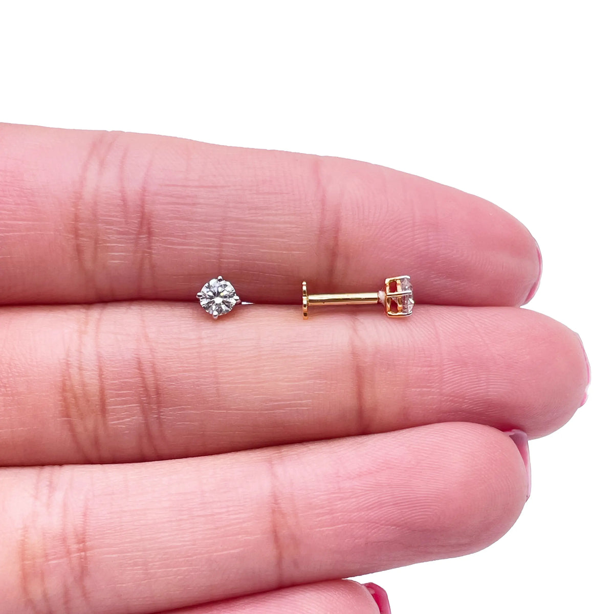 18ct White/Yellow Gold Diamond Children's Earrings 0.30ct Child friendly 