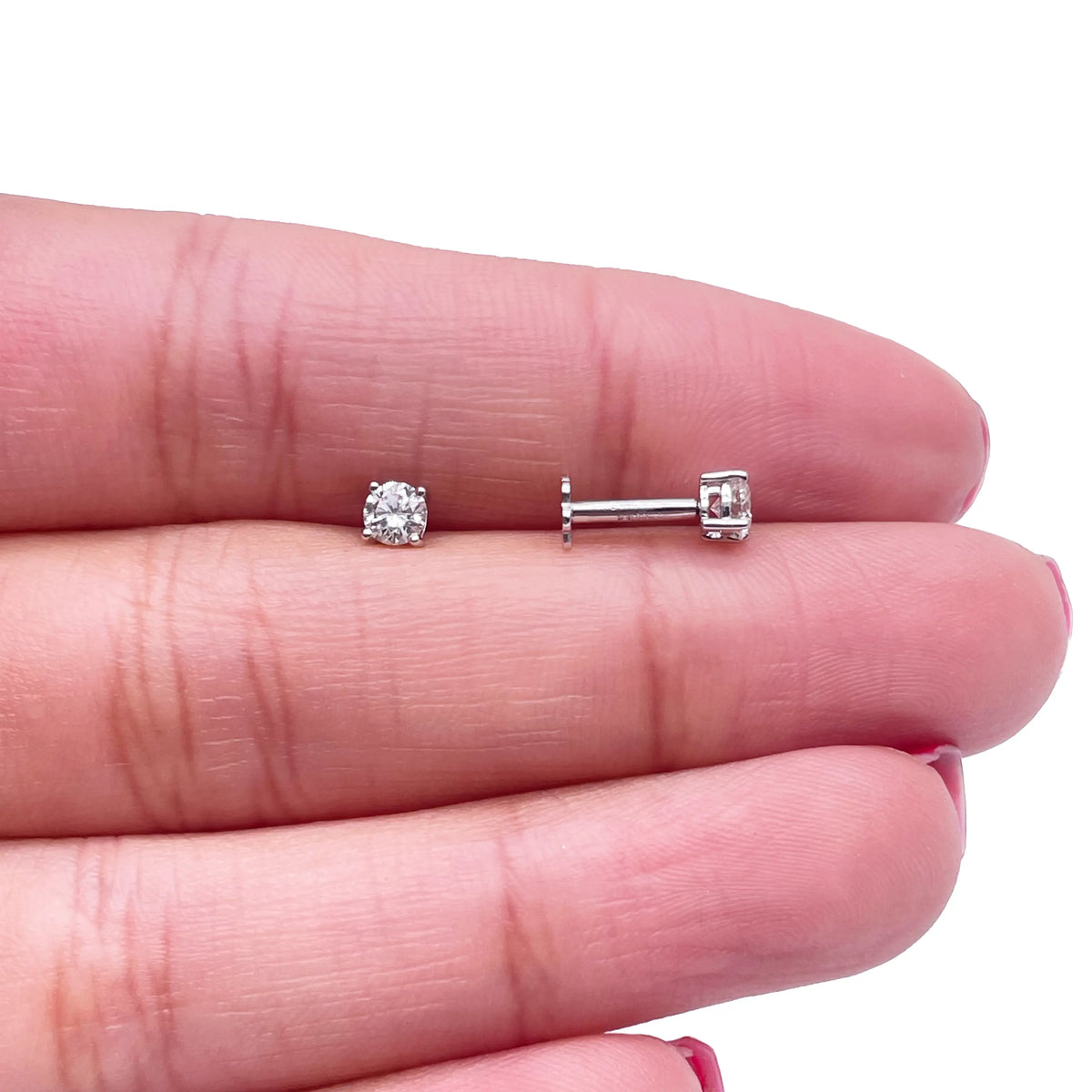 18ct White/Yellow Gold Diamond Children's Earrings 0.30ct Child friendly 