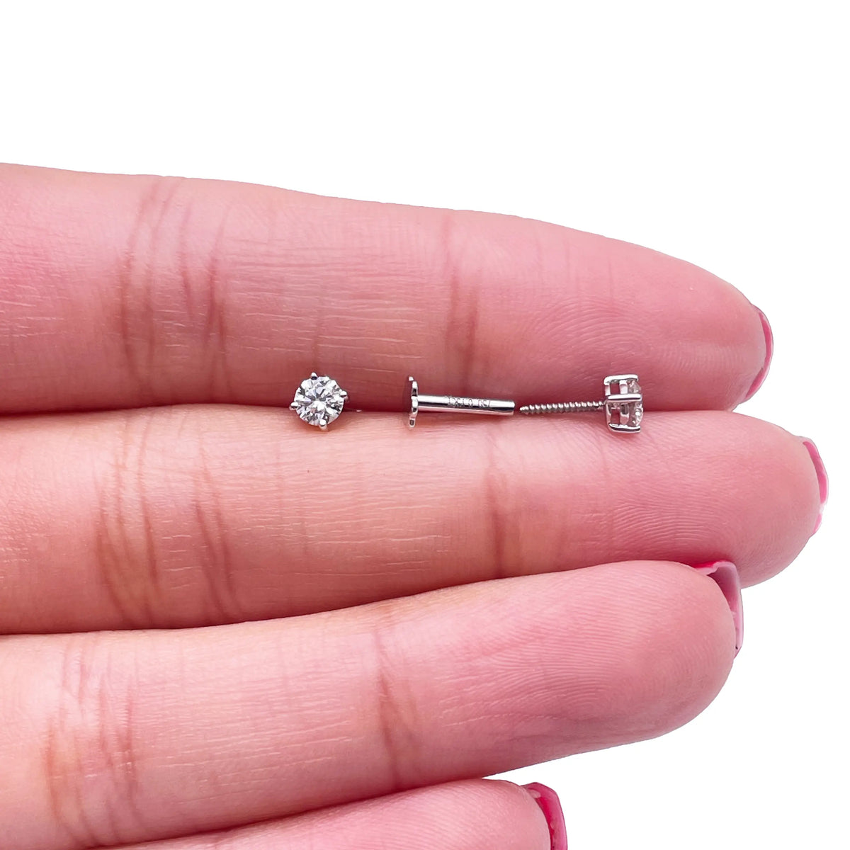 18ct White/Yellow Gold Diamond Children's Earrings 0.30ct Child friendly 