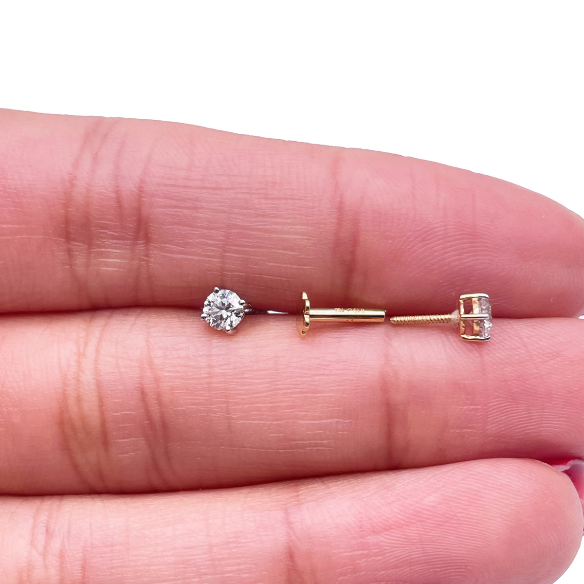 18ct White/Yellow Gold Diamond Children's Earrings 0.30ct Child friendly 