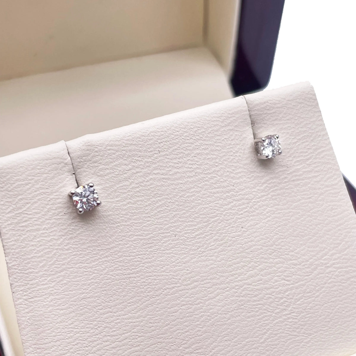 18ct White/Yellow Gold Diamond Solitaire Children's Earrings 0.24ct Child friendly 