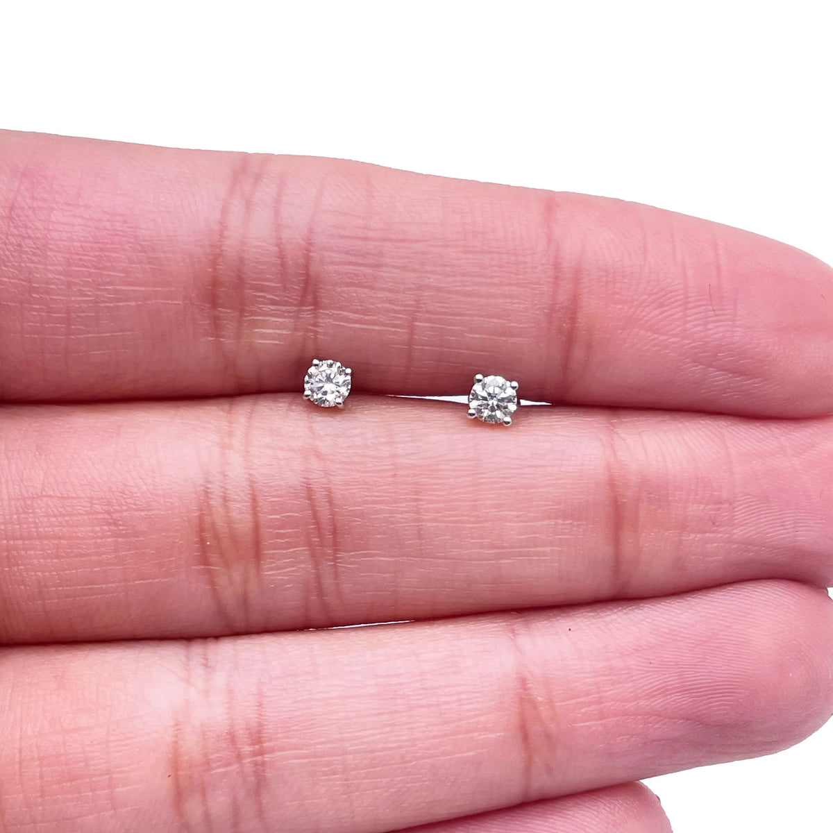18ct White/Yellow Gold Diamond Solitaire Children's Earrings 0.24ct Child friendly 