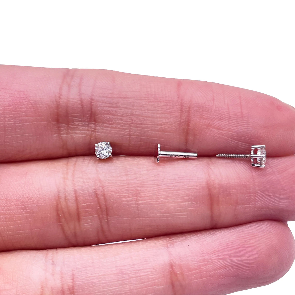 18ct White/Yellow Gold Diamond Solitaire Children's Earrings 0.24ct Child friendly 