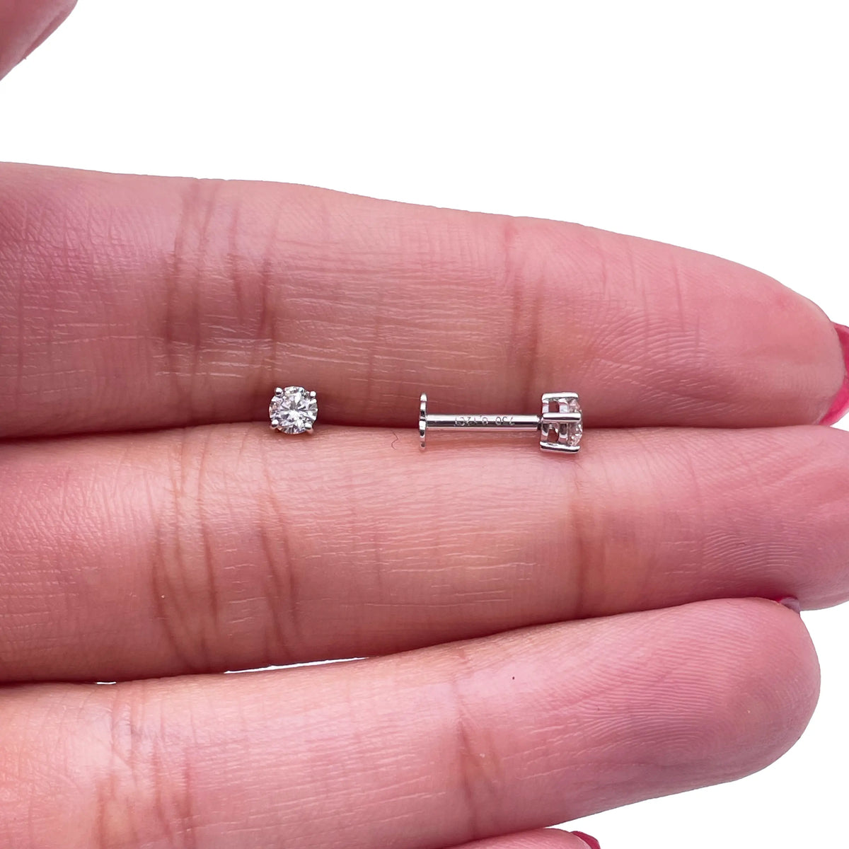 18ct White/Yellow Gold Diamond Solitaire Children's Earrings 0.24ct Child friendly 