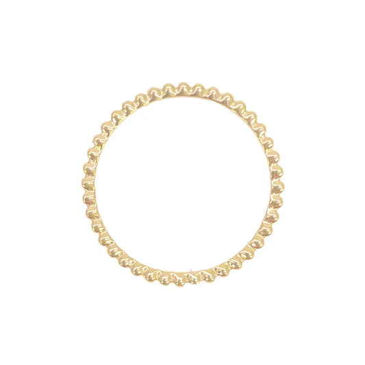 18ct Yellow Gold Dainty Beaded Stackable Ring 1.10mm Width 
