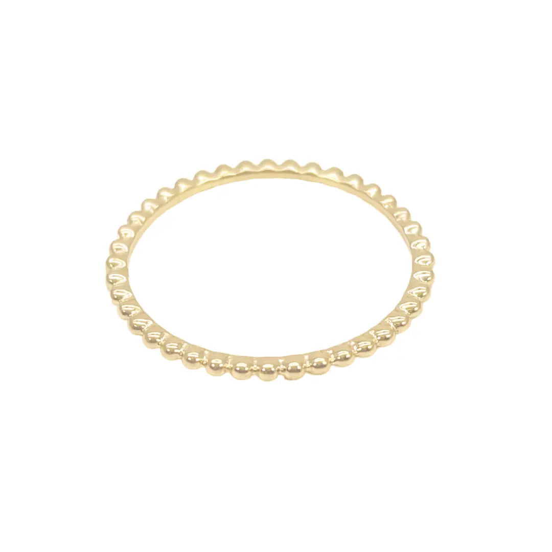 18ct Yellow Gold Dainty Beaded Stackable Ring 1.10mm Width 