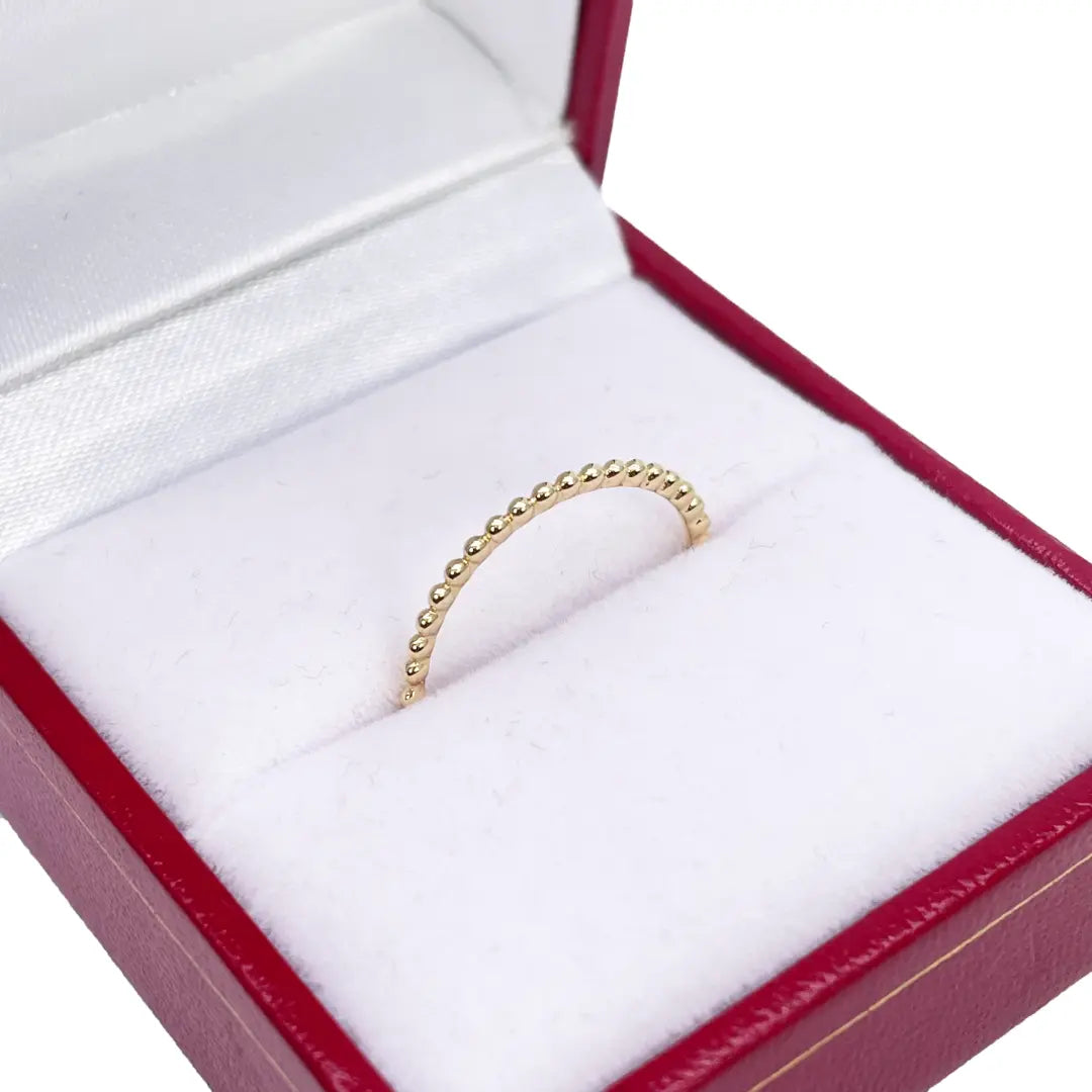 18ct Yellow Gold Dainty Beaded Stackable Ring 1.10mm Width 