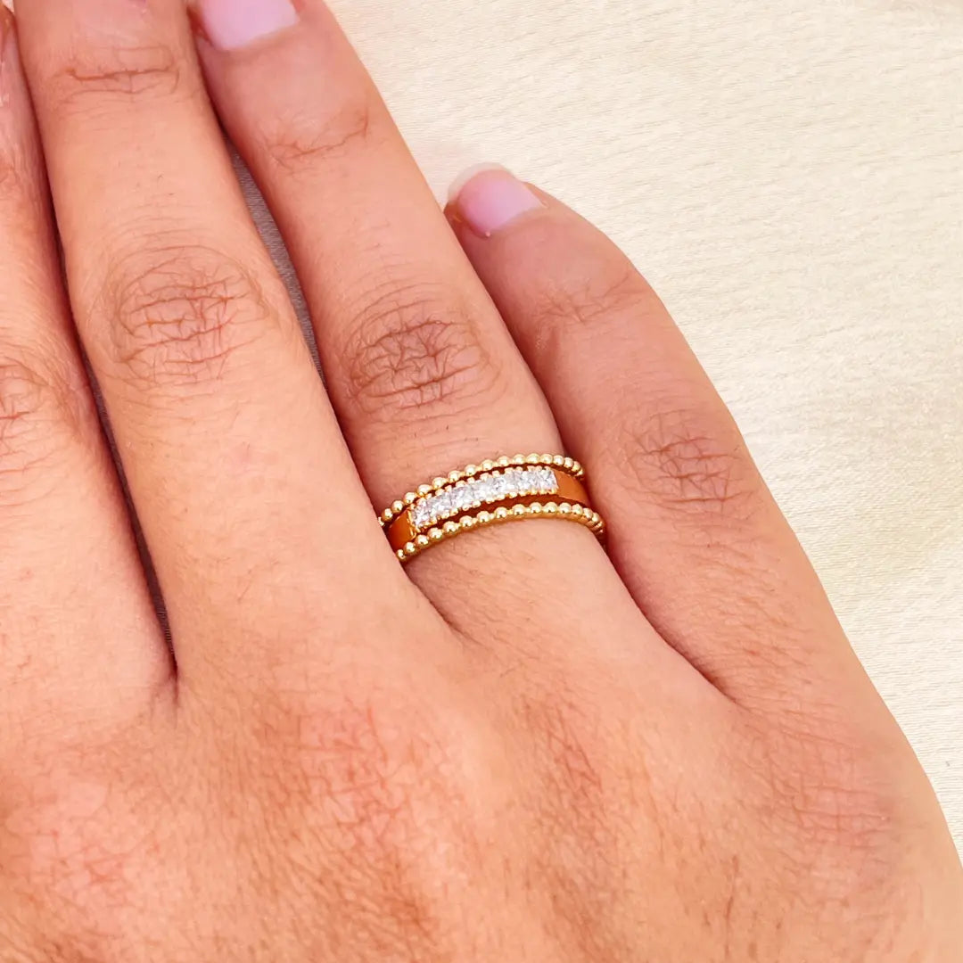 18ct Yellow Gold Dainty Beaded Stackable Ring 1.10mm Width 
