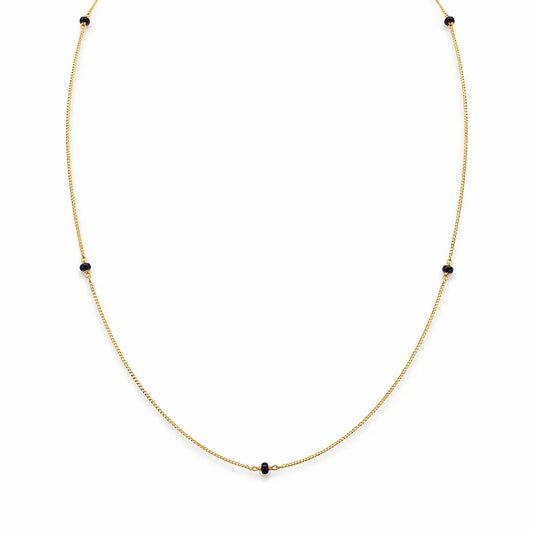 18ct Yellow Gold Dainty Mangalsutra Necklace with Five Black Beads & Curb Chain ? 18 Inch  Mangalsutra