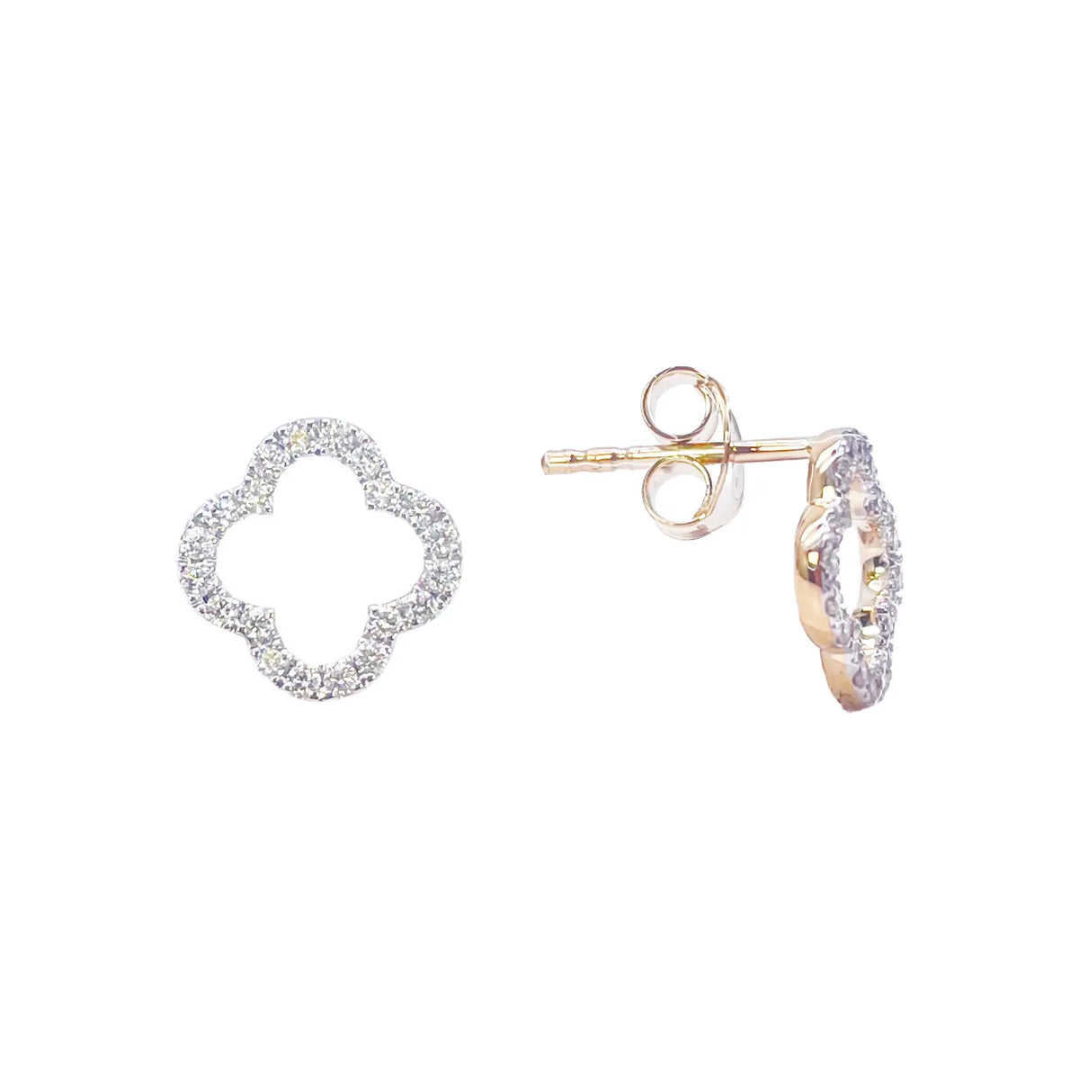 18ct Yellow Gold Diamond Clover Cluster Stud Earrings 0.31ct 