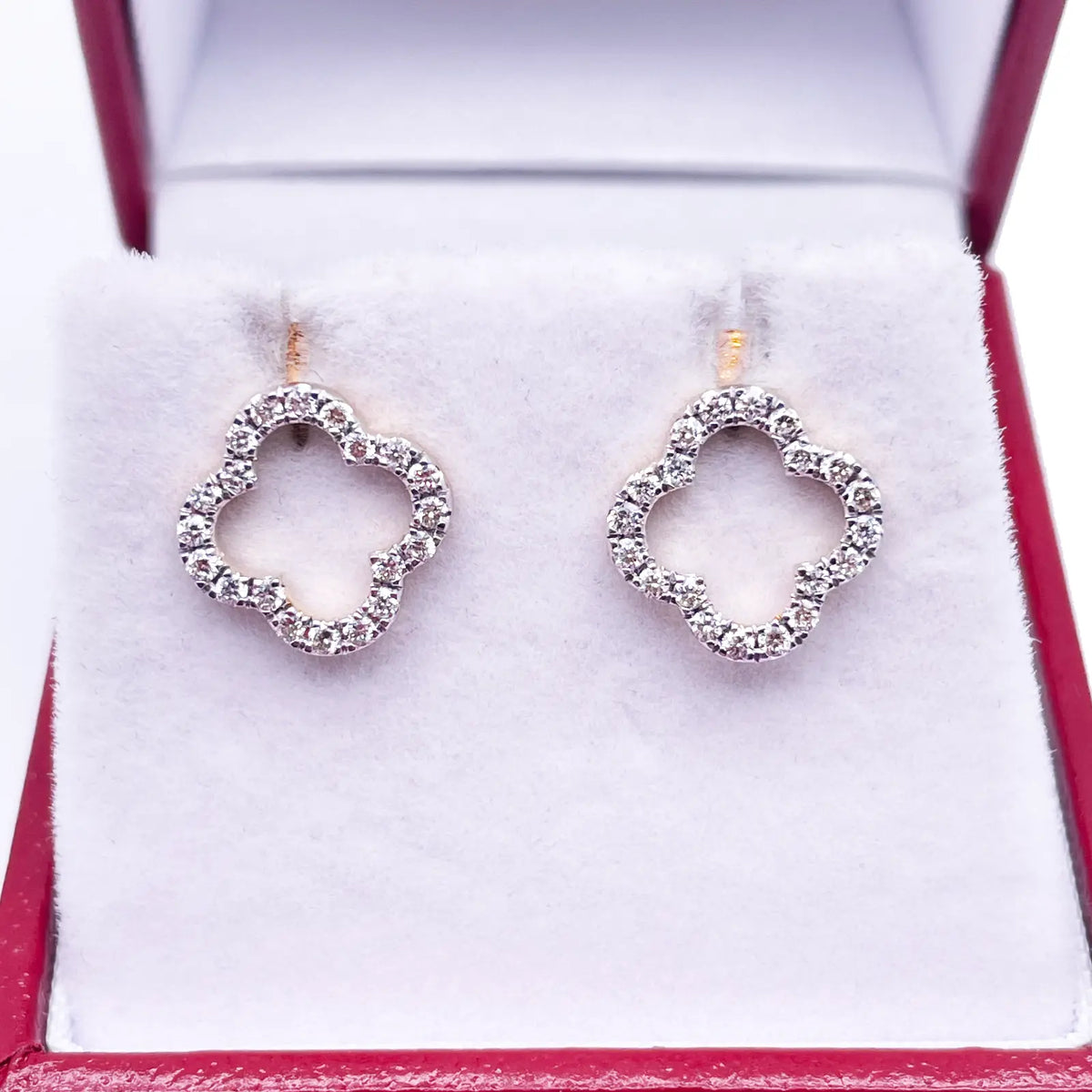 18ct Yellow Gold Diamond Clover Cluster Stud Earrings 0.31ct 