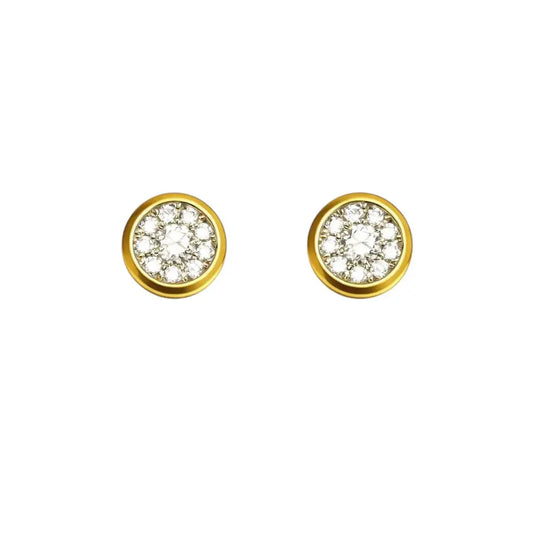 18ct Yellow Gold Diamond Cluster Ear Studs Bezel set 0.25cts GSI  Gold Jewellery