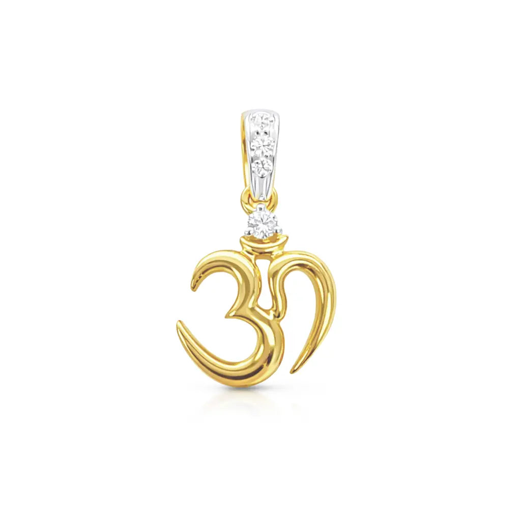 18ct Yellow Gold Diamond Om Pendant Charm Necklace ? Divine Om Jewelry  Diamond Pendant
