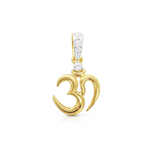 18ct Yellow Gold Diamond Om Pendant Charm Necklace ? Divine Om Jewelry  Diamond Pendant