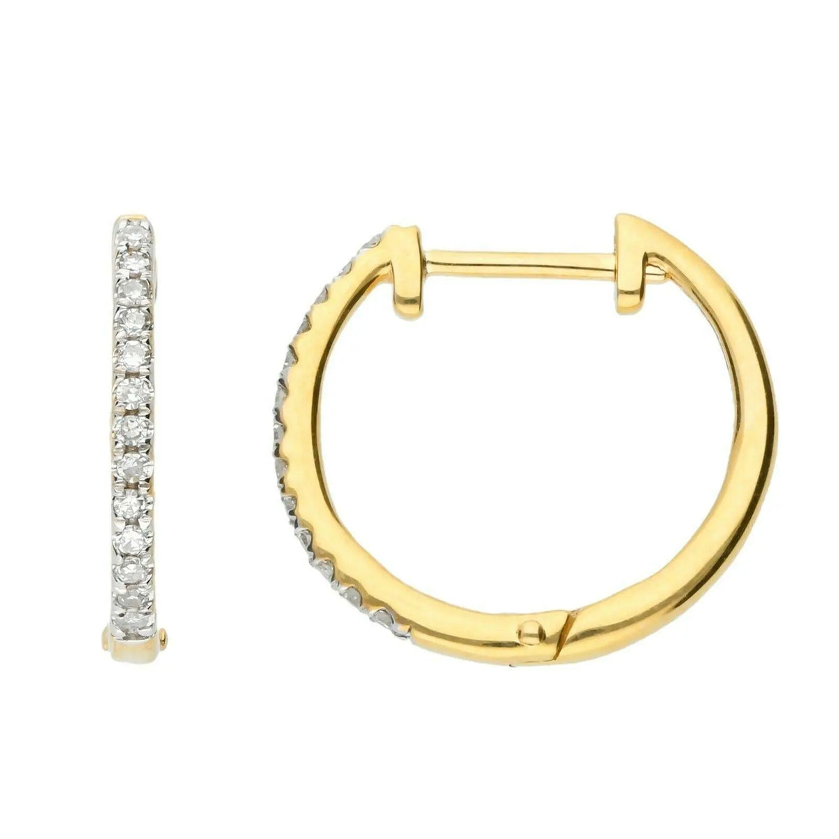 18ct Yellow Gold Diamond Pair of Hoop Earrings 0.08ct  Diamond earring