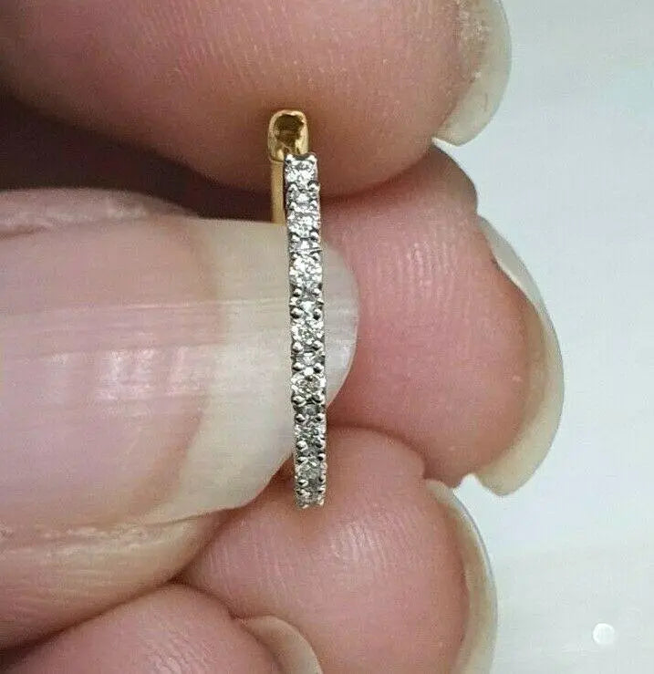 18ct Yellow Gold Diamond Pair of Hoop Earrings 0.08ct  Diamond earring