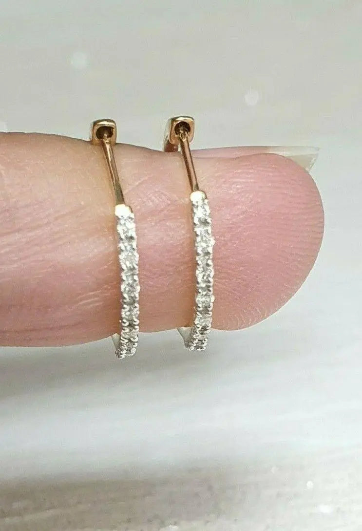 18ct Yellow Gold Diamond Pair of Hoop Earrings 0.08ct  Diamond earring