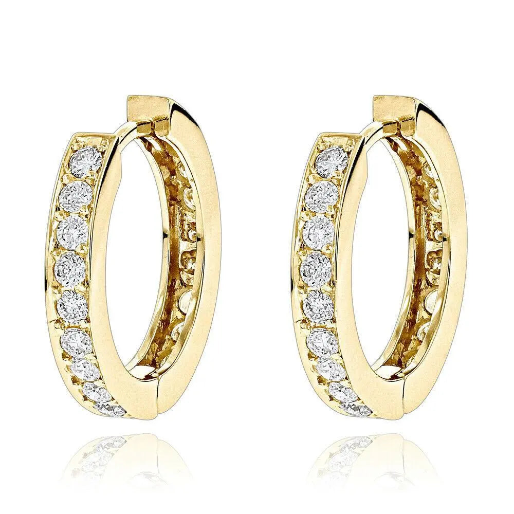 18ct Yellow Gold Diamond Pair of Hoop Earrings 0.20ct 14mm wide  Gold earring