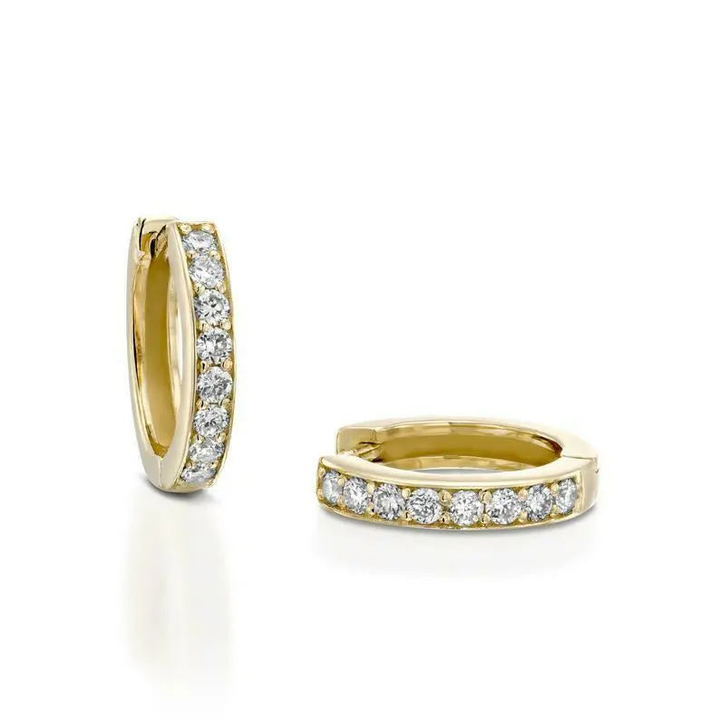 18ct Yellow Gold Diamond Pair of Hoop Earrings 0.20ct 14mm wide  Gold earring