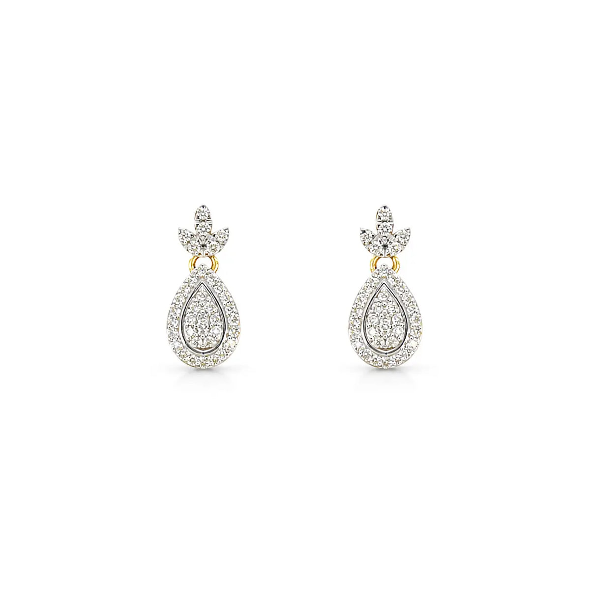 18ct Yellow Gold Diamond Pear Cluster Pineapple Drop Earrings 0.30ct  Diamond Earrings