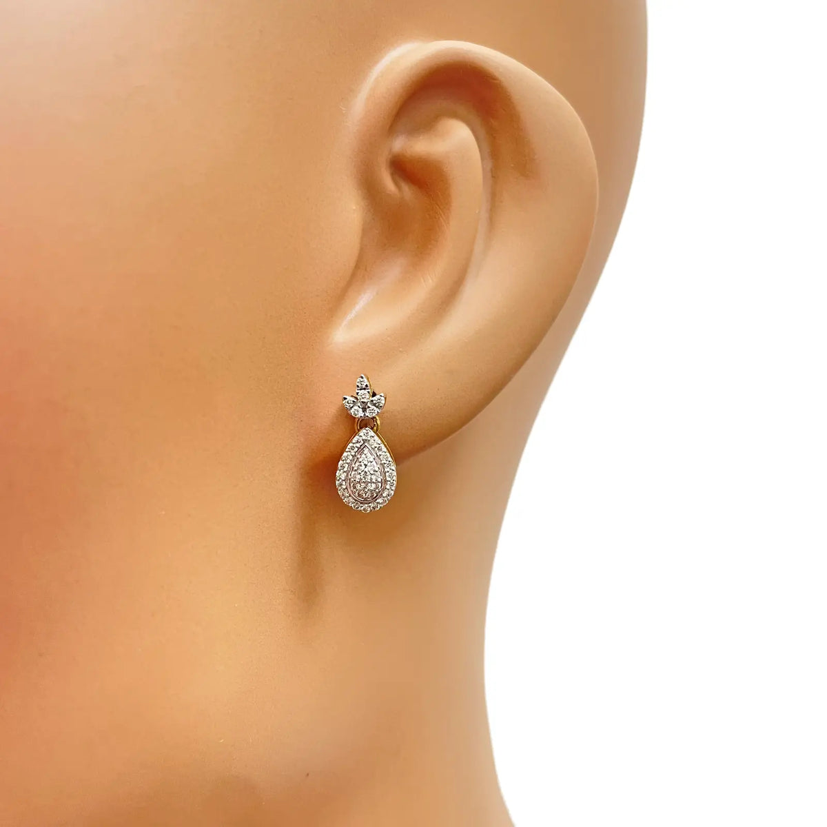 18ct Yellow Gold Diamond Pear Cluster Pineapple Drop Earrings 0.30ct  Diamond Earrings