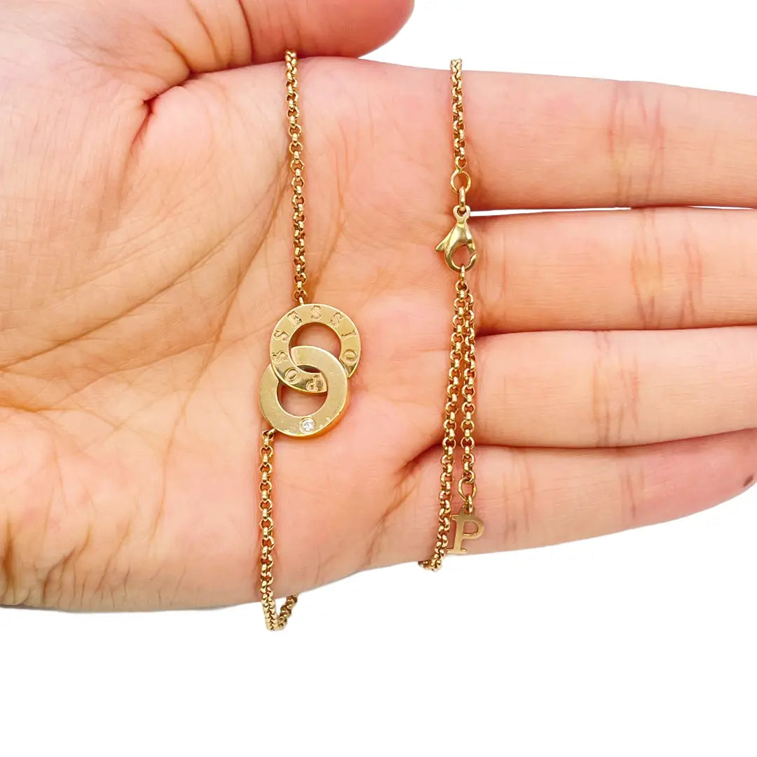 18ct Yellow Gold Diamond Piaget Toi Moi Possession Necklace 0.01ct Certificate 