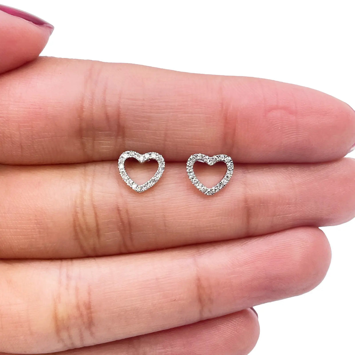 18ct Yellow Gold Heart Natural Diamond Stud Earrings 0.12ct 