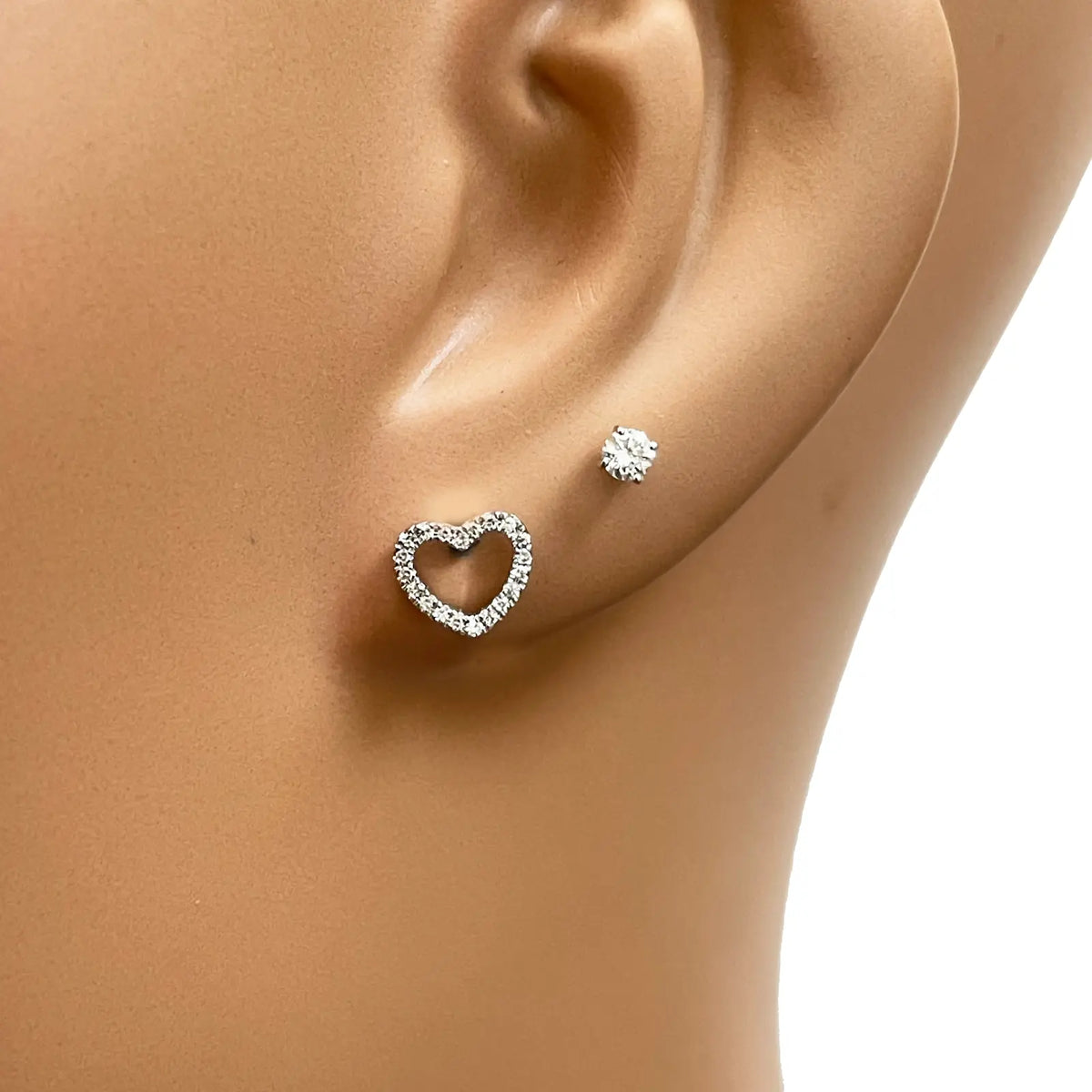 18ct Yellow Gold Heart Natural Diamond Stud Earrings 0.12ct 