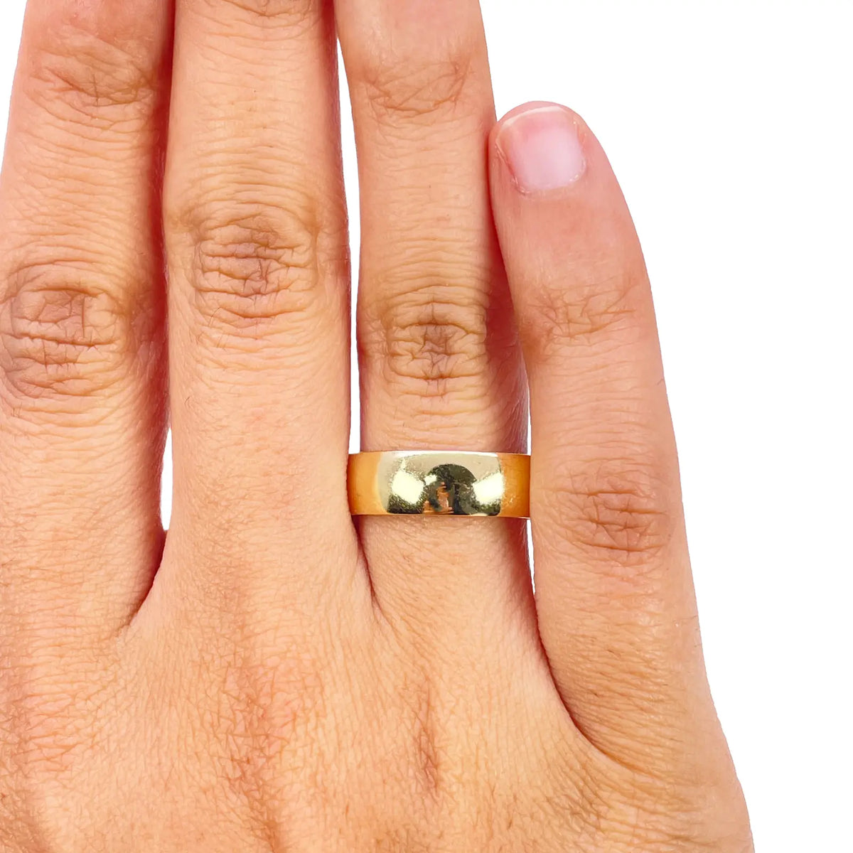 18ct Yellow Gold High Polish Plain Men's Wedding Band Ring ? 5.9mm Width  Gold Band