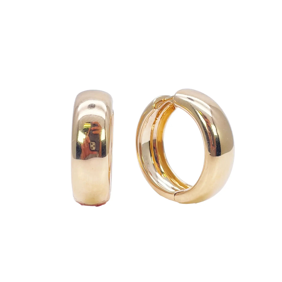 18ct Yellow Gold Hoop Huggie High Polished Earrings 8.2mm Width 18mm Diameter  Gold earring