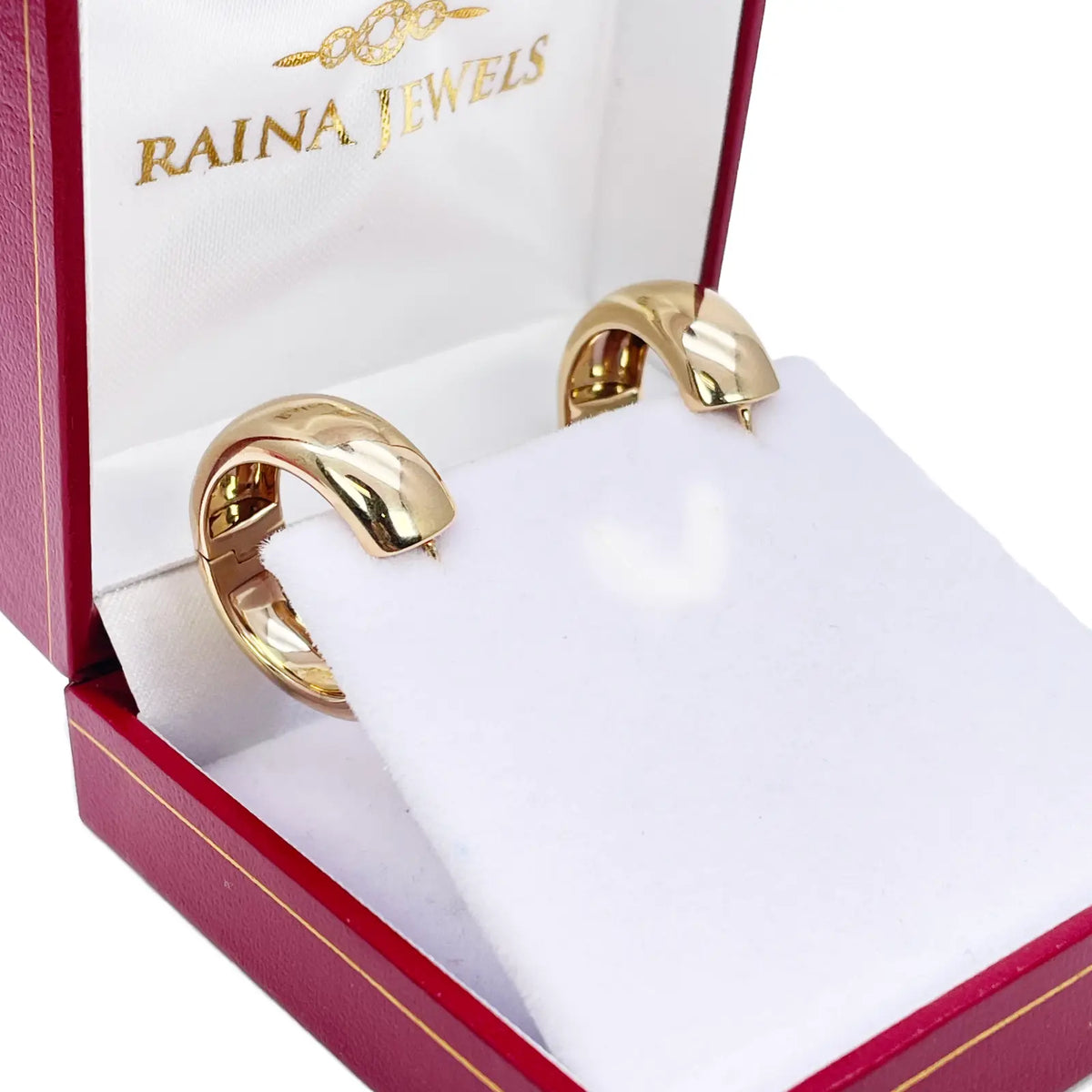 18ct Yellow Gold Hoop Huggie High Polished Earrings 8.2mm Width 18mm Diameter  Gold earring