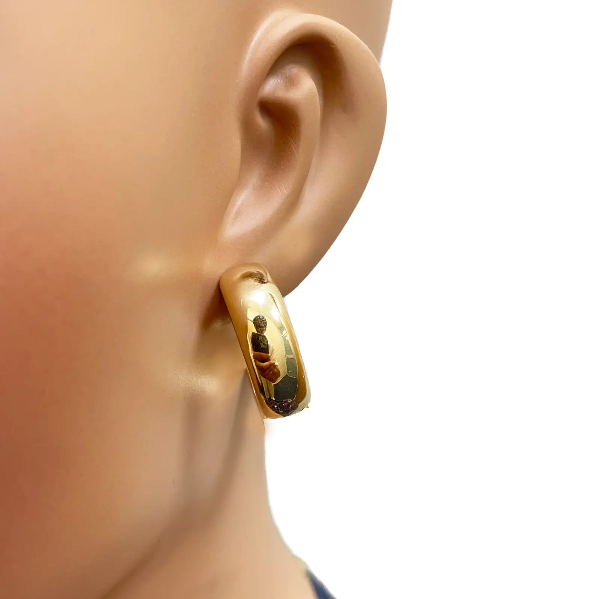 18ct Yellow Gold Hoop Huggie High Polished Earrings 8.2mm Width 18mm Diameter  Gold earring