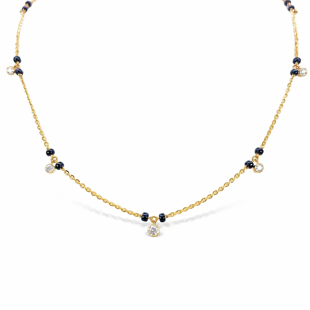 18ct Yellow Gold IGI Certified 0.34ct Diamond Bezel Drop Mangalsutra Necklace  Diamond Mangalsutra Necklace
