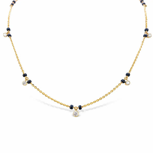 18ct Yellow Gold IGI Certified 0.34ct Diamond Bezel Drop Mangalsutra Necklace  Diamond Mangalsutra Necklace