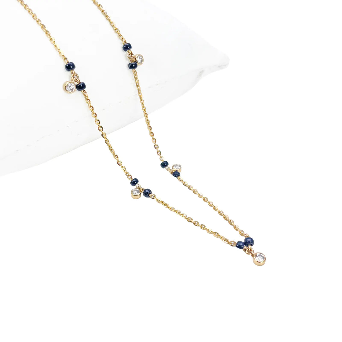 18ct Yellow Gold IGI Certified 0.34ct Diamond Bezel Drop Mangalsutra Necklace  Diamond Mangalsutra Necklace