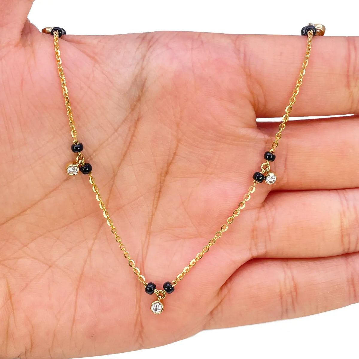 18ct Yellow Gold IGI Certified 0.34ct Diamond Bezel Drop Mangalsutra Necklace  Diamond Mangalsutra Necklace