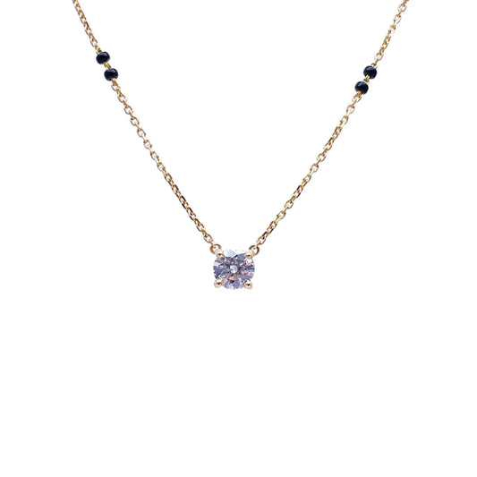 18ct Yellow Gold Lab Grown Diamond 1.00ct Black Beads Mangalsutra Necklace IGI  Mangalsutra chain