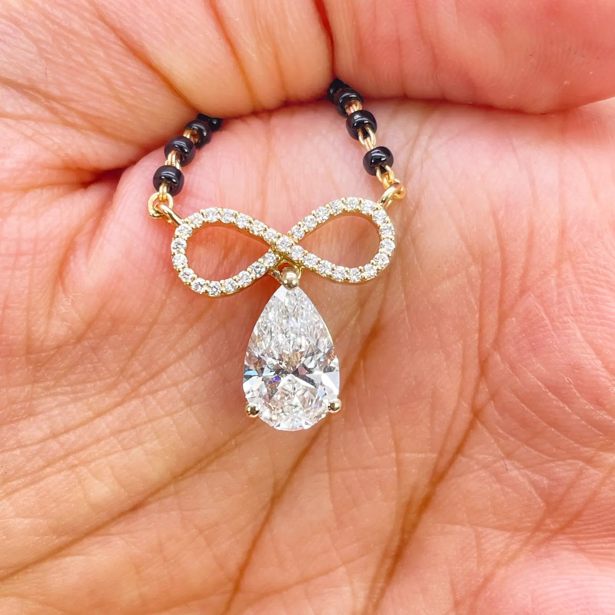 18ct Yellow Gold Lab Grown Diamond 1.65ct Infinity Mangalsutra Necklace IGI Cert  Mangalsutra Chains
