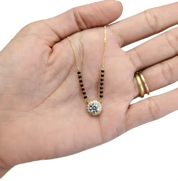 18ct Yellow Gold Lab-Grown Diamond Cushion Pendant Mangalsutra Necklace 1.20ct IGI Certified  Mangalsutra Chains