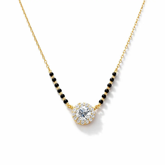 18ct Yellow Gold Lab-Grown Diamond Cushion Pendant Mangalsutra Necklace 1.20ct IGI Certified  Mangalsutra chain