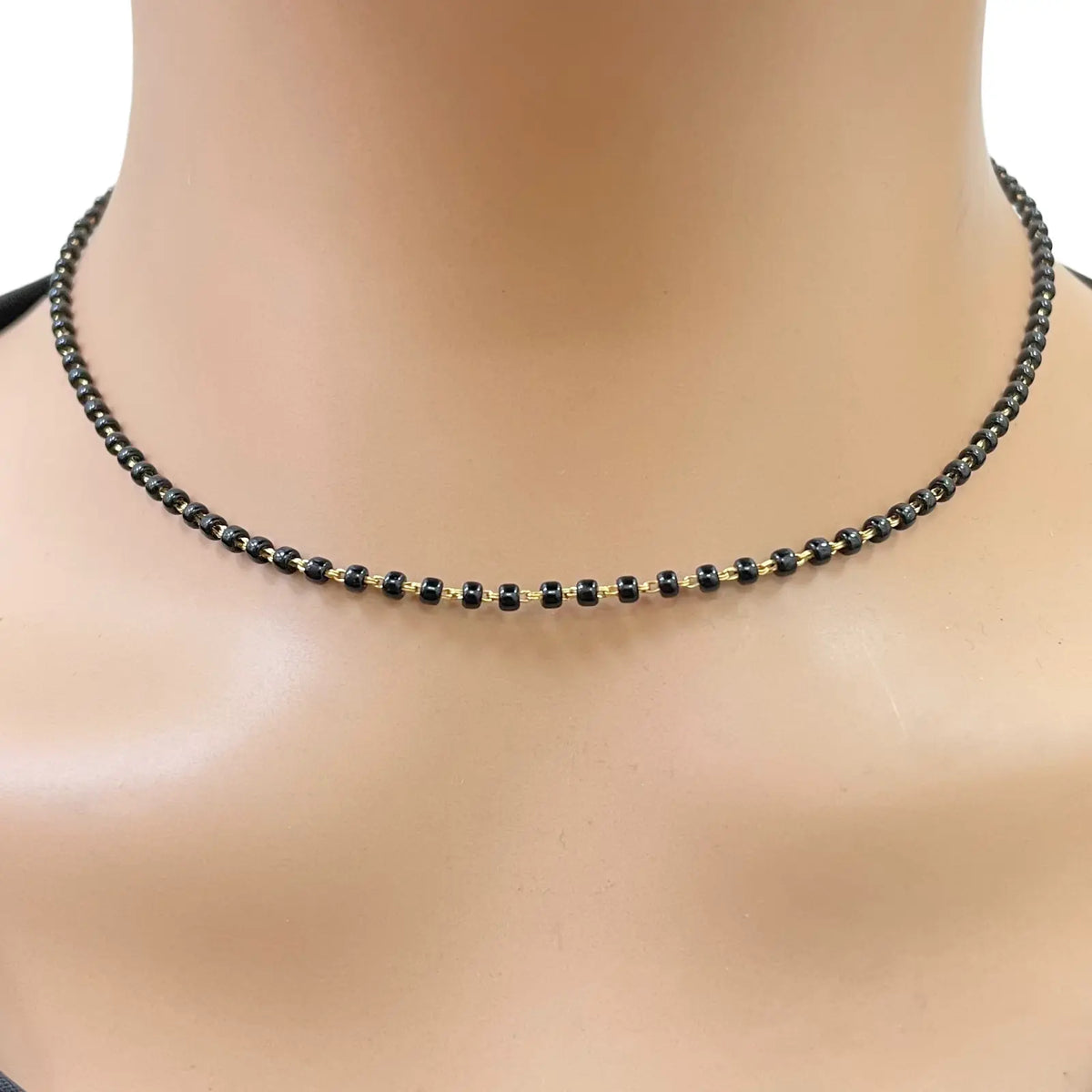 18ct Yellow Gold Mangalsutra Chain Black Beaded Necklace 16 inches 2.7mm Width  Diamond Bracelets