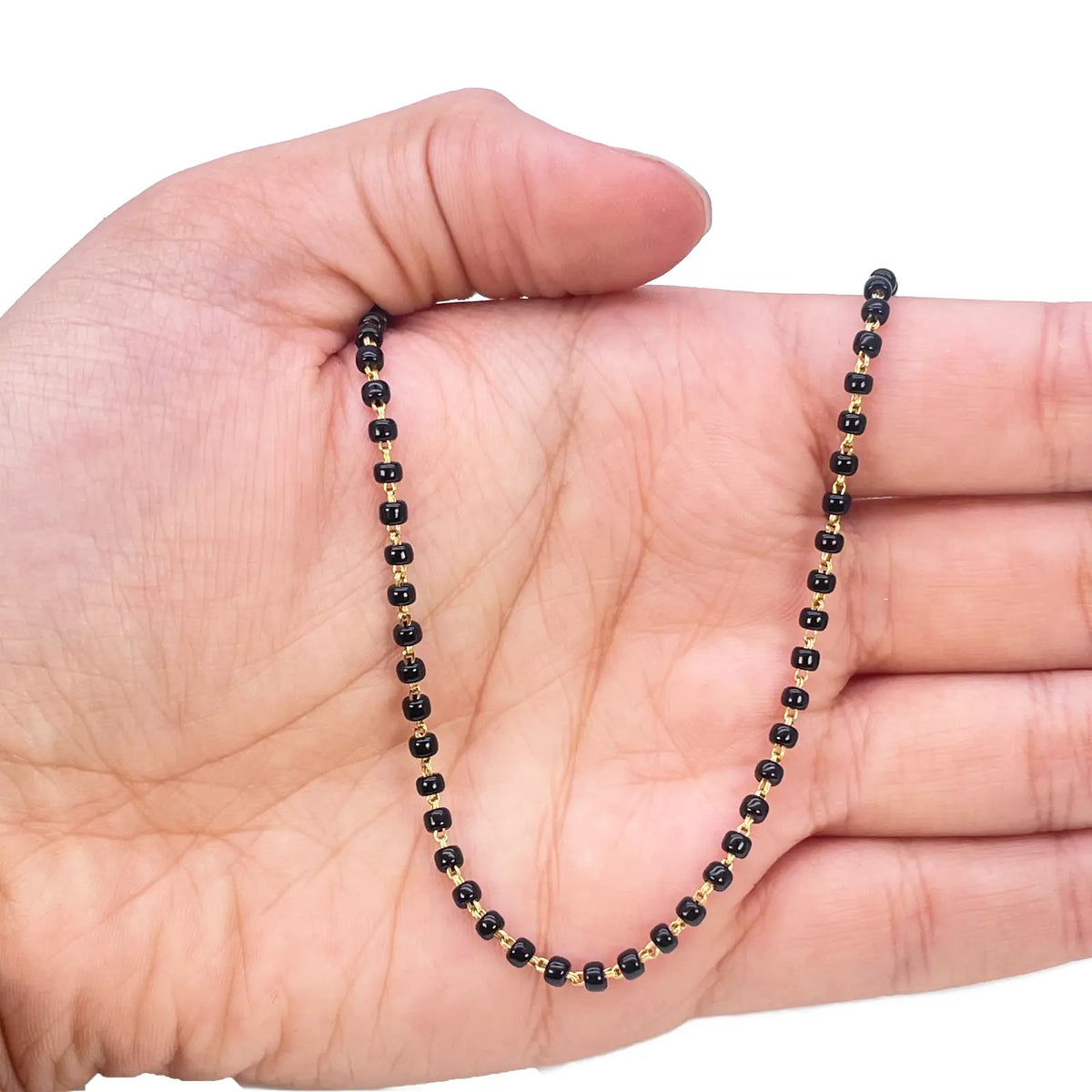 18ct Yellow Gold Mangalsutra Chain Black Beaded Necklace 18 inches 2.7mm Width¬† Mangalsutra Chains