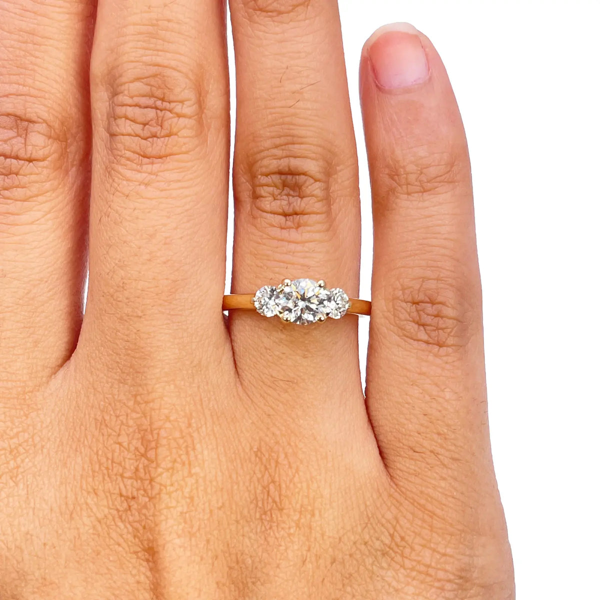 18ct Yellow Gold Natural 3 Stone Diamond Engagement Ring 0.80ct GIA  Diamond Ring