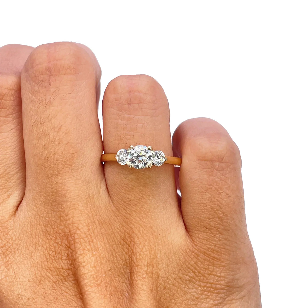 18ct Yellow Gold Natural 3 Stone Diamond Engagement Ring 0.80ct GIA  Diamond Ring