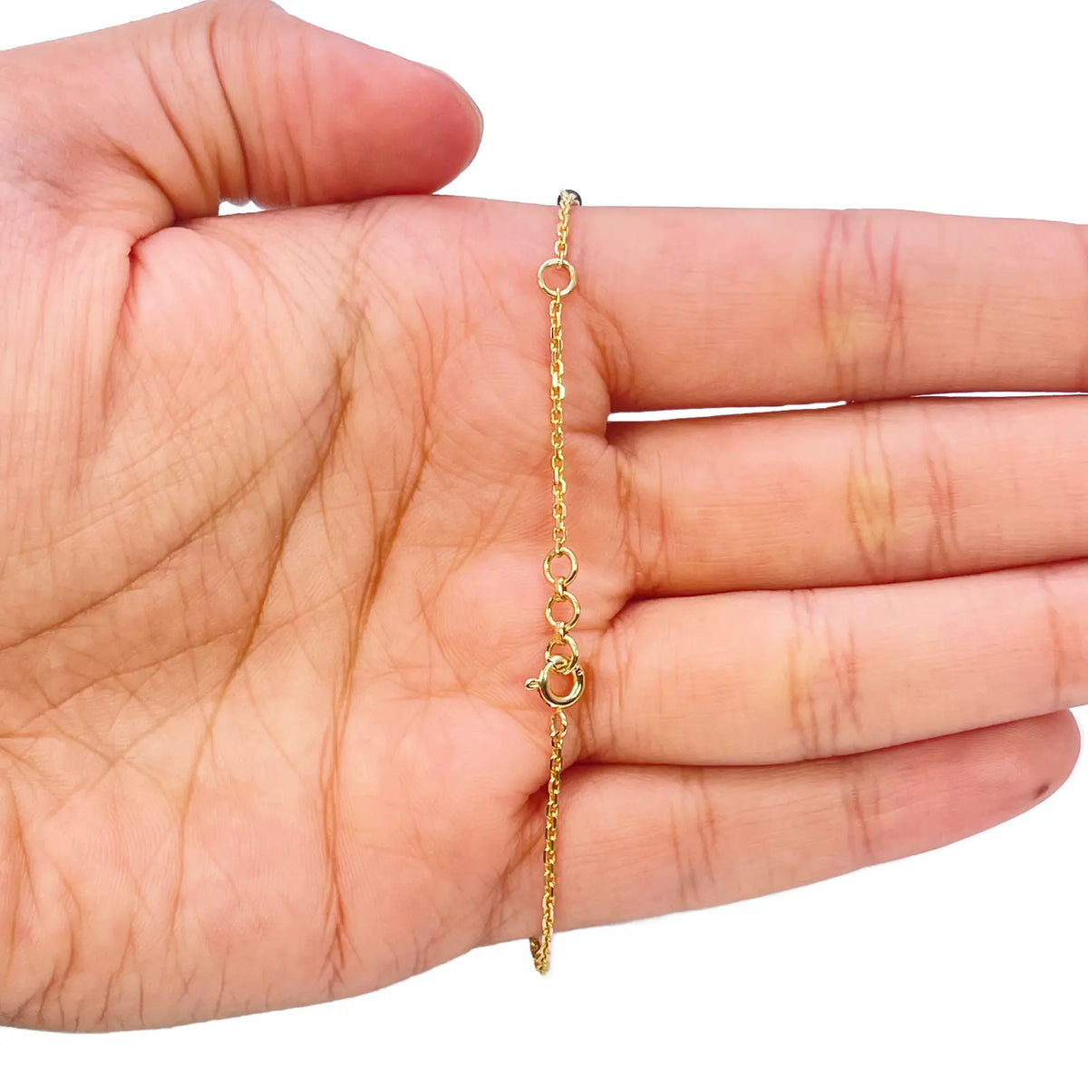18ct Yellow Gold Natural Diamond 0.11ct Floral Mangalsutra Bracelet 7.5 Inches  Diamond Bracelets