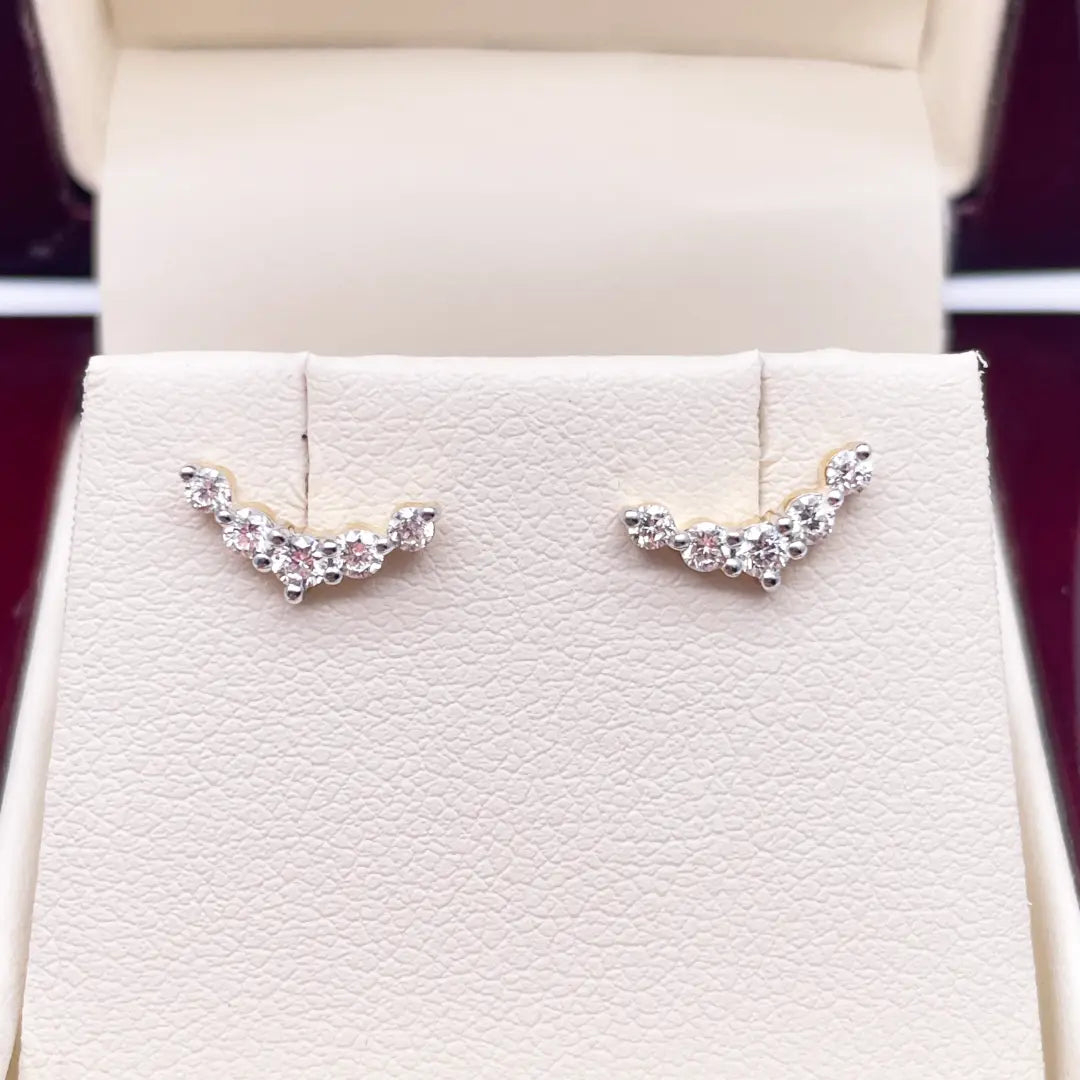 18ct Yellow Gold Natural Diamond Crawler/Climber Earrings 0.29ct 