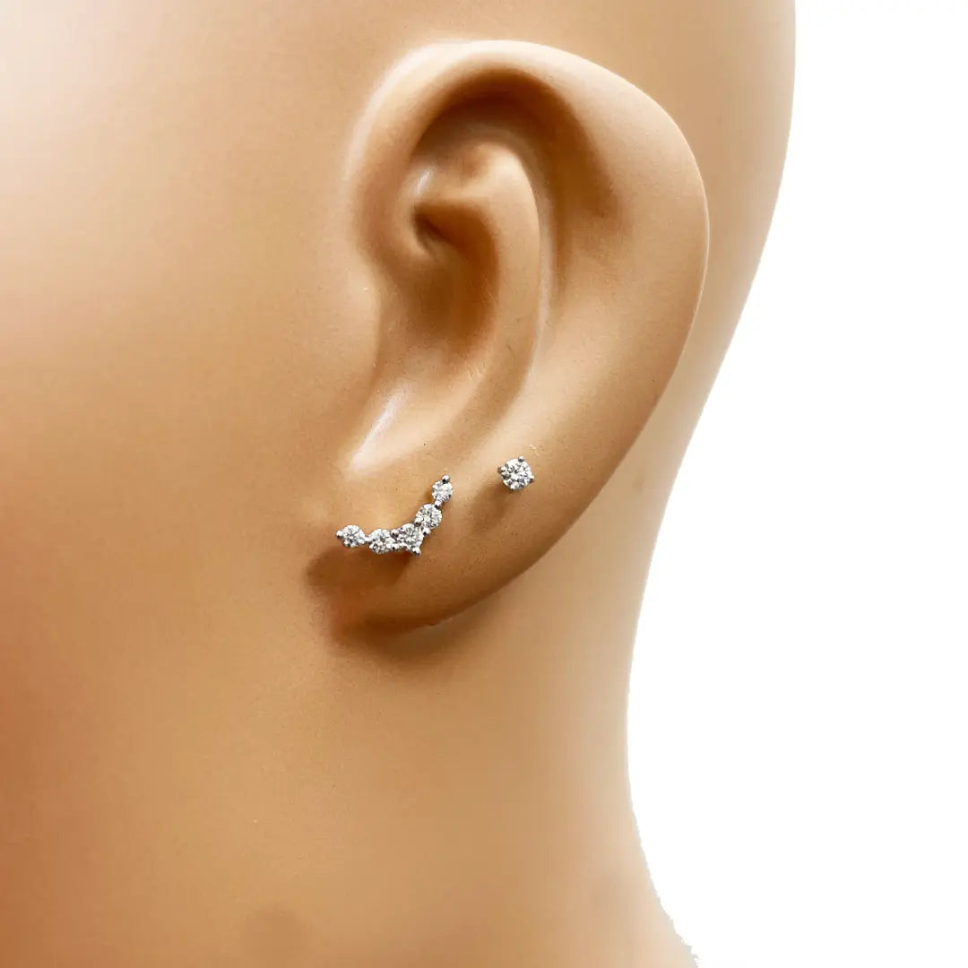 18ct Yellow Gold Natural Diamond Crawler/Climber Earrings 0.29ct 