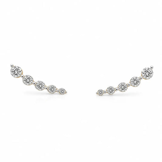 18ct Yellow Gold Natural Diamond Graduating Crawler Climber Earrings 0.25ct  Diamond earring